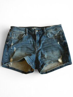 Studio Blue Distressed Denim Shorts Size 28 Stretch Mid Rise